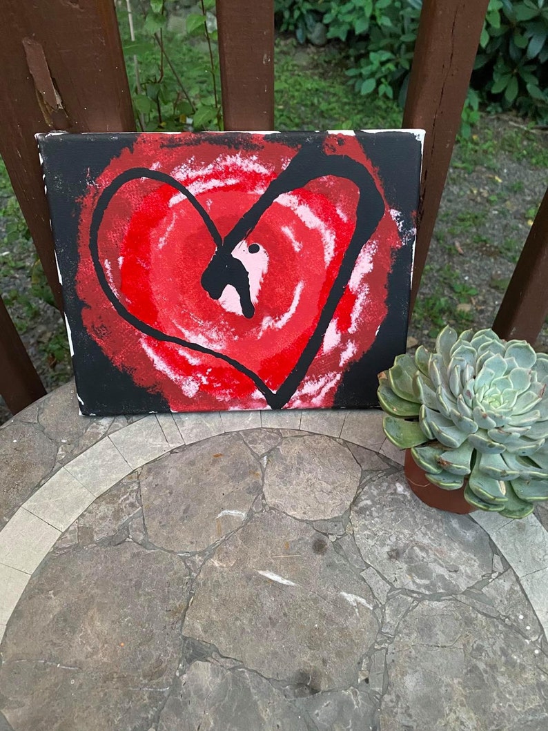 Red White and Black Bloody Valentine Collection Splatter Canvas set 8x10 add on canvas