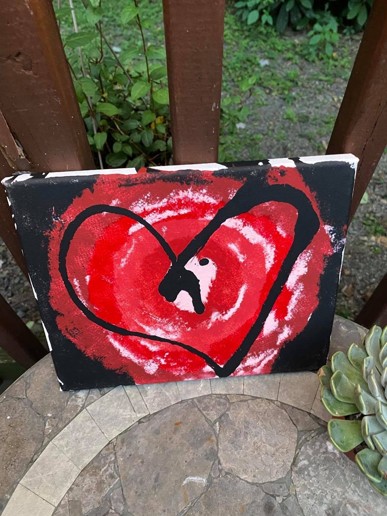 Red White and Black Bloody Valentine Collection Splatter Canvas set 8x10 add on canvas