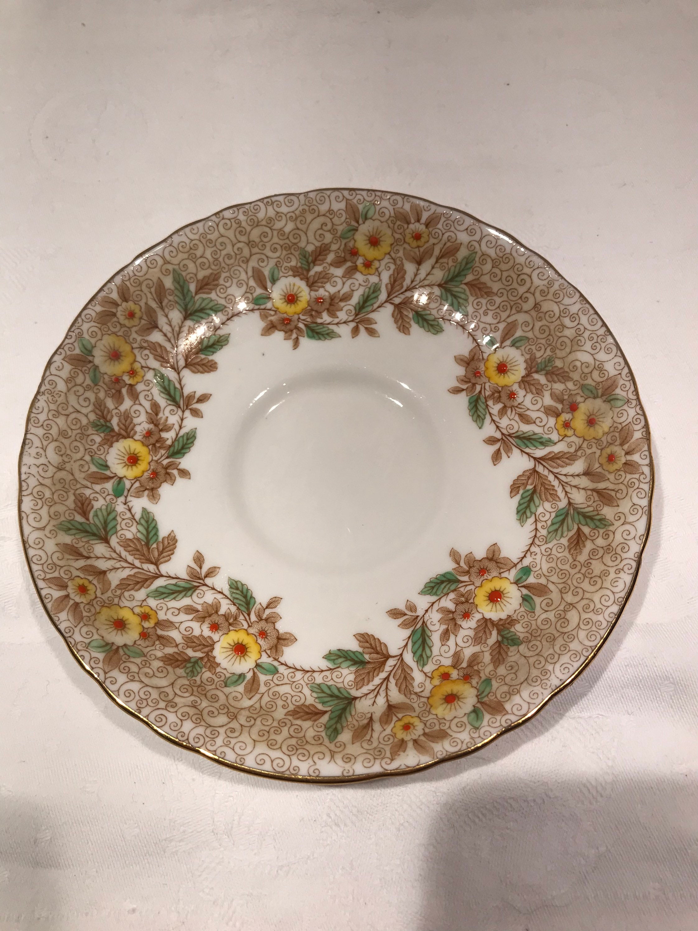 A.B.J Grafton China Tea Cup Saucer Tan Swirls Yellow Etsy UK