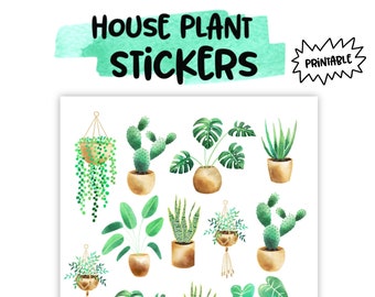 house plant printable planner stickers 16 aesthetic bullet etsy