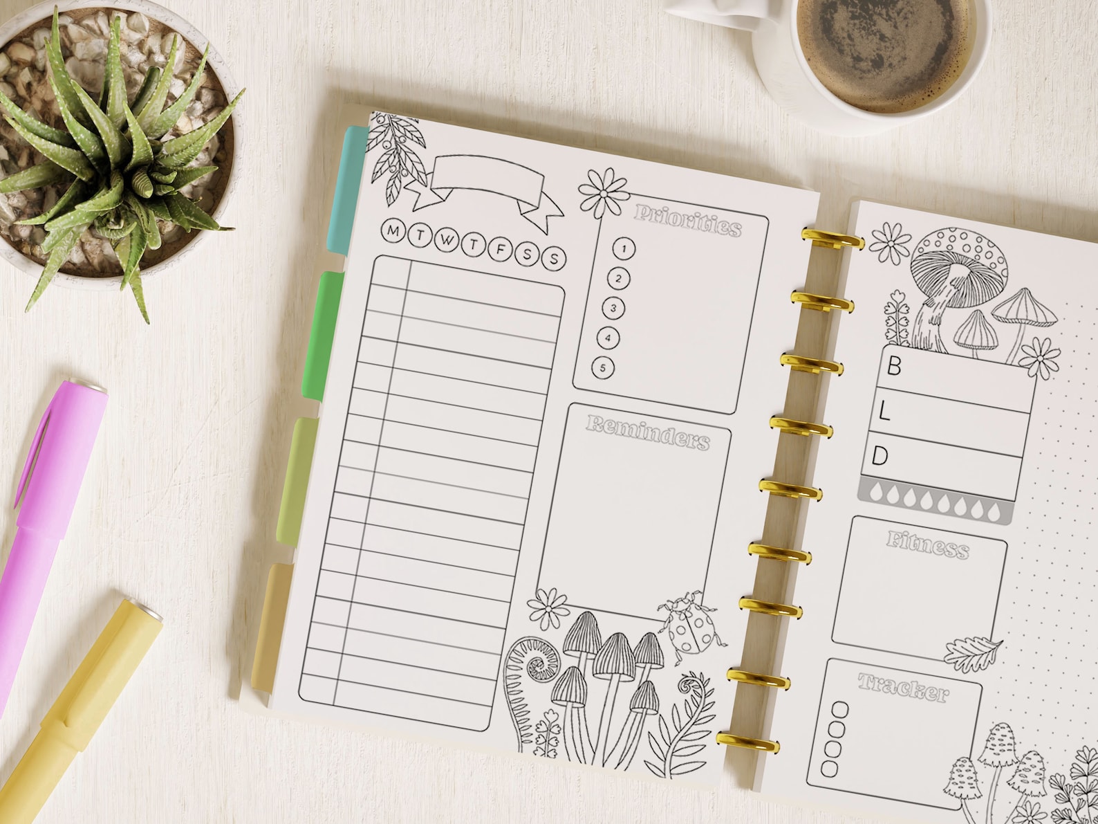 Printable Coloring DAILY Planner Inserts Fits Happy Planner Classic ...