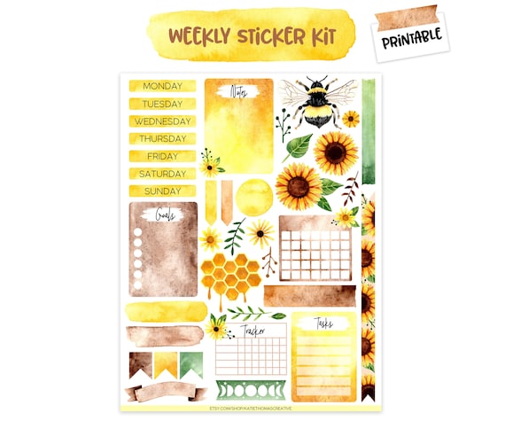 printable planner weekly sticker kit 39 aesthetic stickers etsy ireland