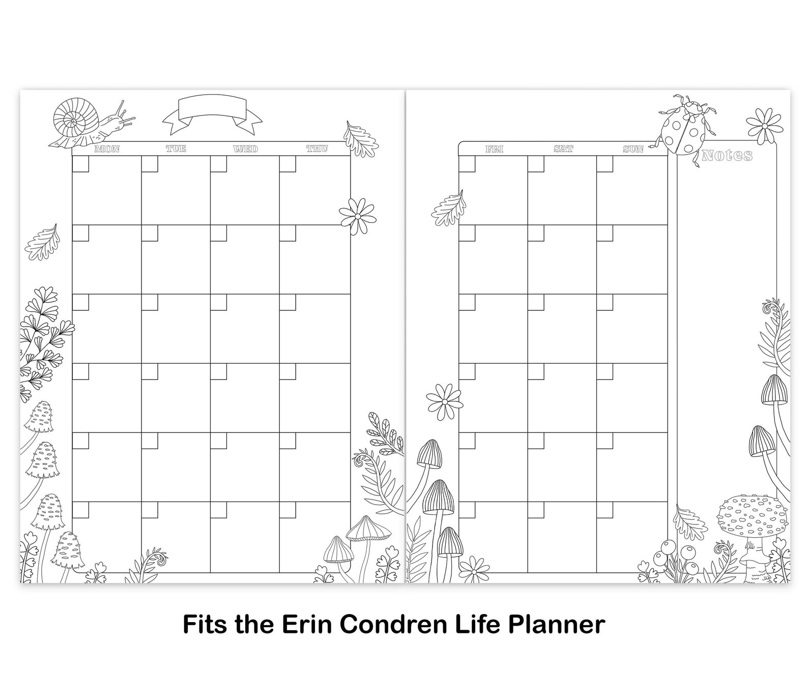 MONTHLY Coloring Printable Planner Pages for Happy Planner - Etsy