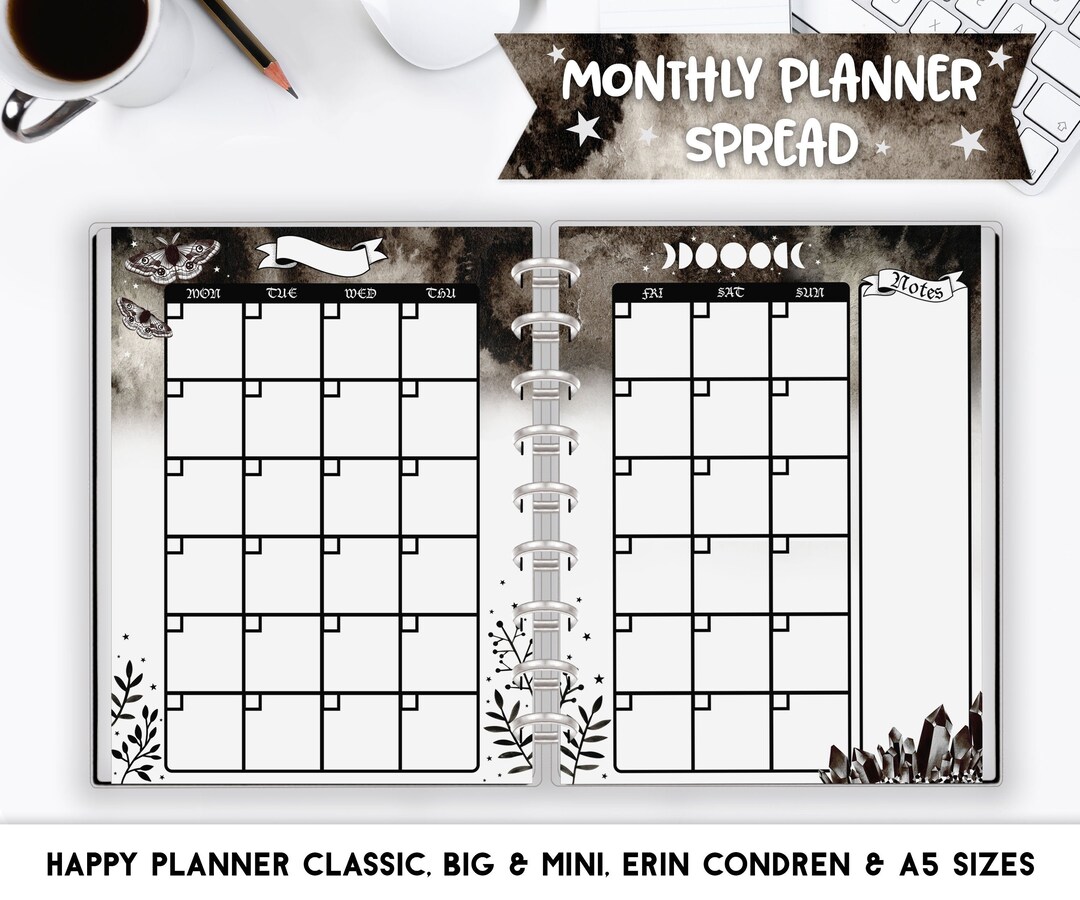 MONTHLY Printable Planner Inserts for Happy Planner Classic - Etsy