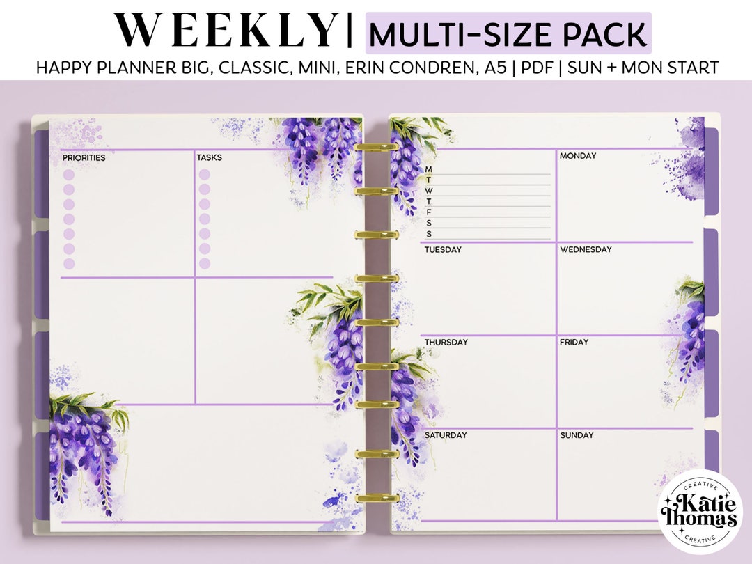 WEEKLY DASHBOARD Planner Inserts for Happy Planner Classic, Big & Mini ...