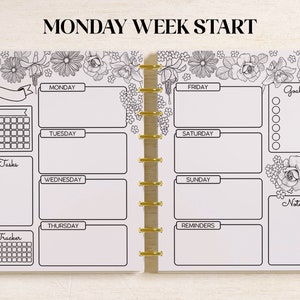 Printable Colouring WEEKLY Planner Inserts Fits Happy Planner Classic ...