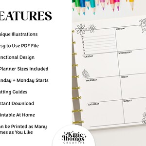 Printable Coloring DASHBOARD WEEKLY Planner Inserts Fits Happy Planner ...
