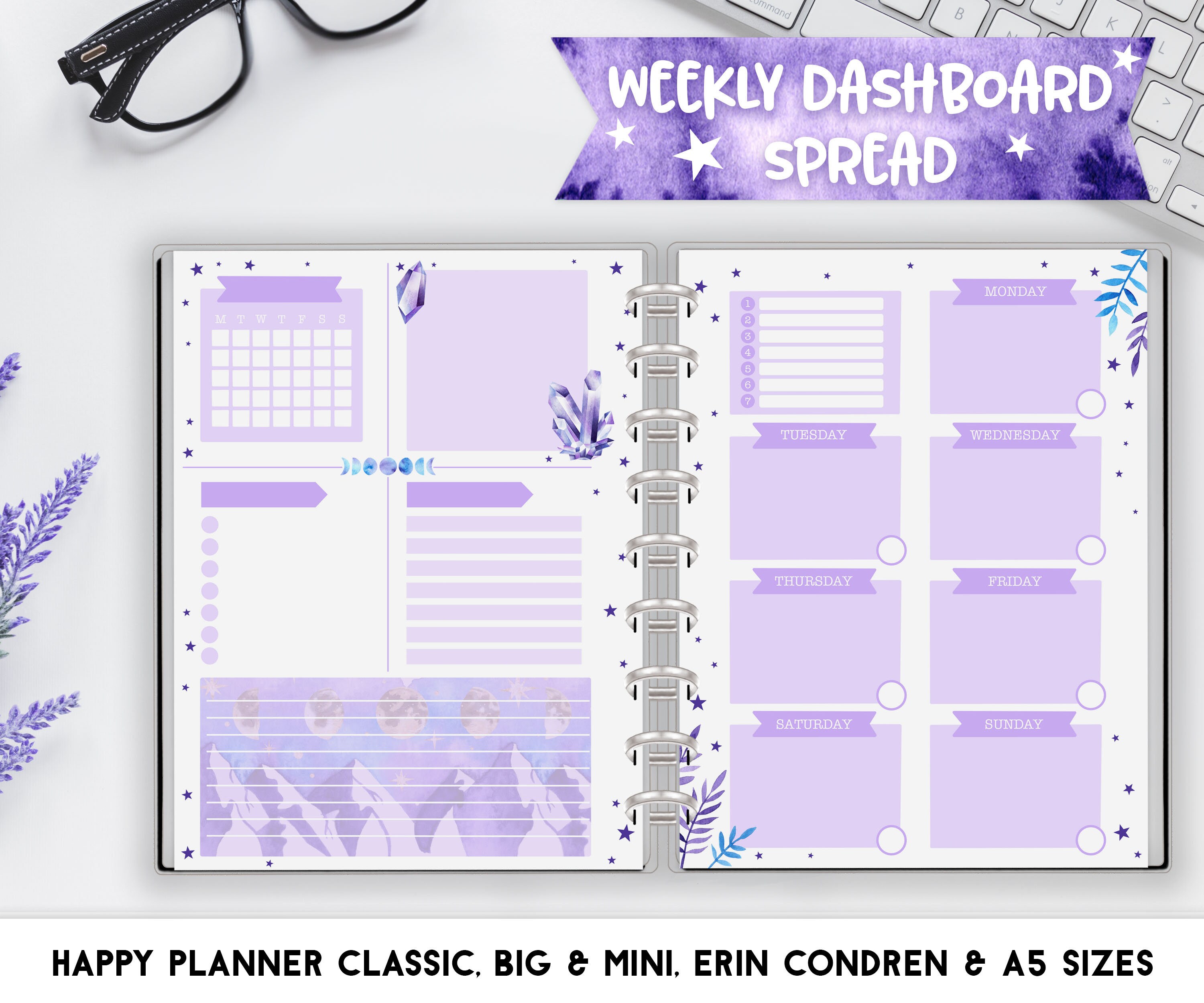 DASHBOARD WEEKLY Planner Inserts for Happy Planner Classic Etsy