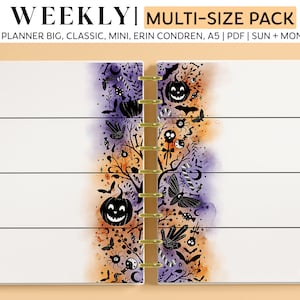 HALLOWEEN WEEKLY HORIZONTAL Planner Inserts for Happy Planner Classic, Big & Mini, Erin Condren and A5 Size Planners, Spooky Inserts