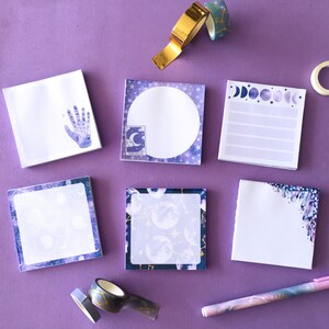 Printable Memo Pad Notes, Purple Witchy Aesthetic Stationery, To Do List Sticky Note Pad, Planners and Journal Accessories image 4
