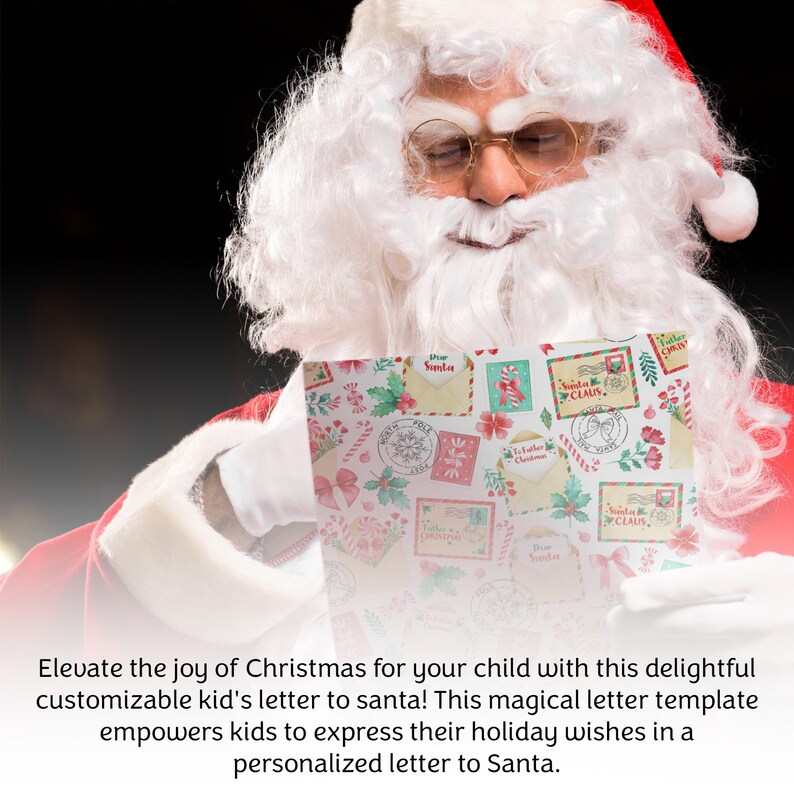 Kids Christmas Letter to Santa With Watercolor Illustrations | Editable ...