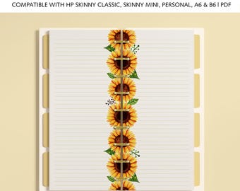 Printable Note Paper Planner Inserts fits Happy Planner Skinny Classic, Skinny Mini, Personal Size, A6 & B6 Planners: Sunflower Inserts