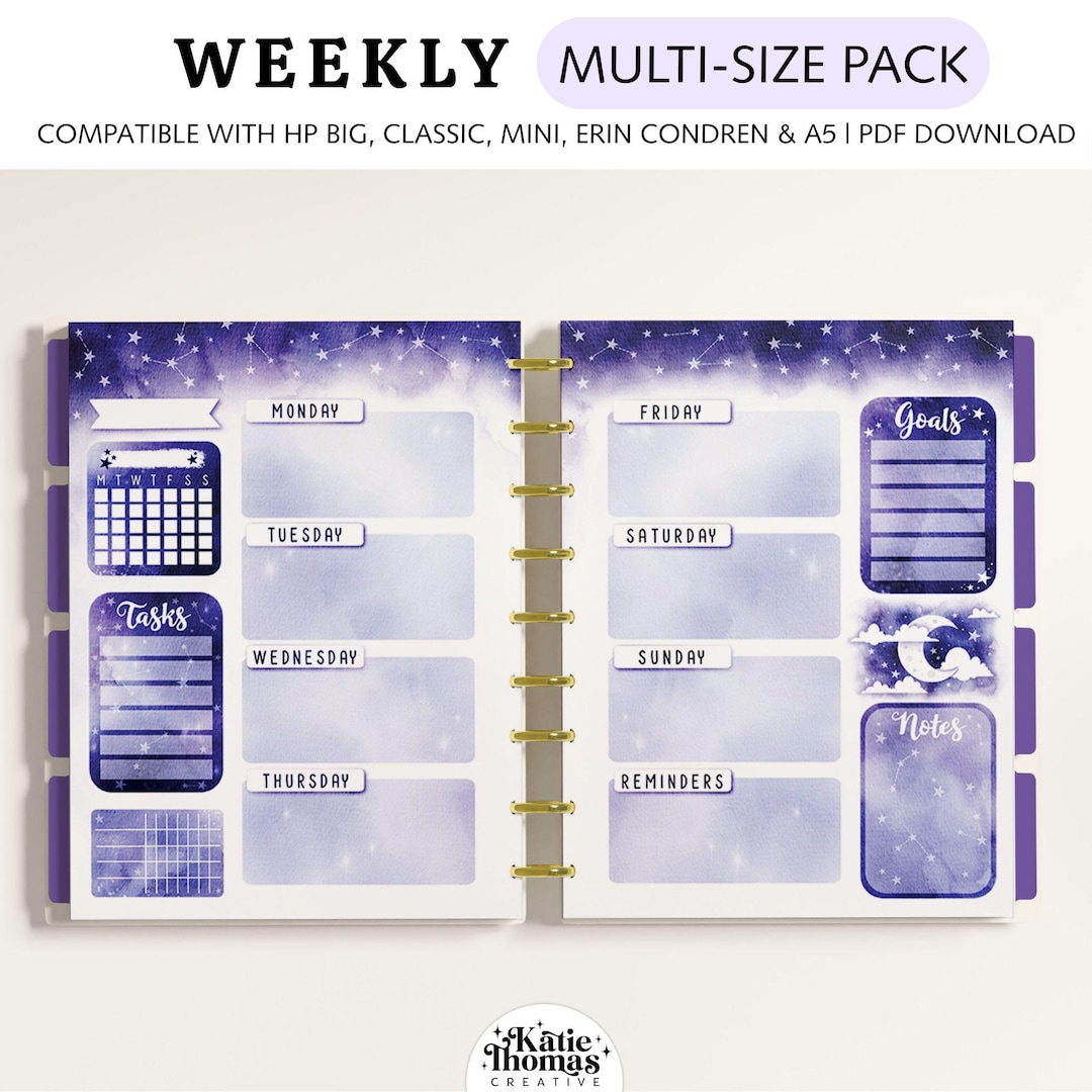 WEEKLY Planner Inserts Fits Happy Planner Classic, Big & Mini, Erin ...