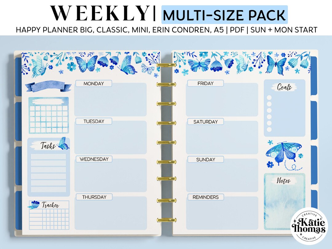 WEEKLY Planner Inserts for Happy Planner Classic, Big & Mini, Erin ...