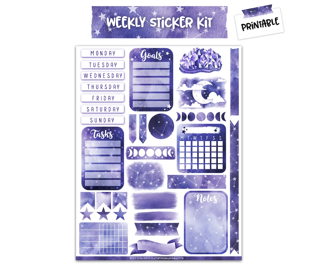Printable Journal Sticker Kit, Weekly Sticker Kit, 33 Aesthetic and ...