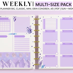 DASHBOARD WEEKLY Planner Inserts for Happy Planner Classic, Big & Mini, Erin Condren and A5 Size Planners, Witchy Printable Planner Pages