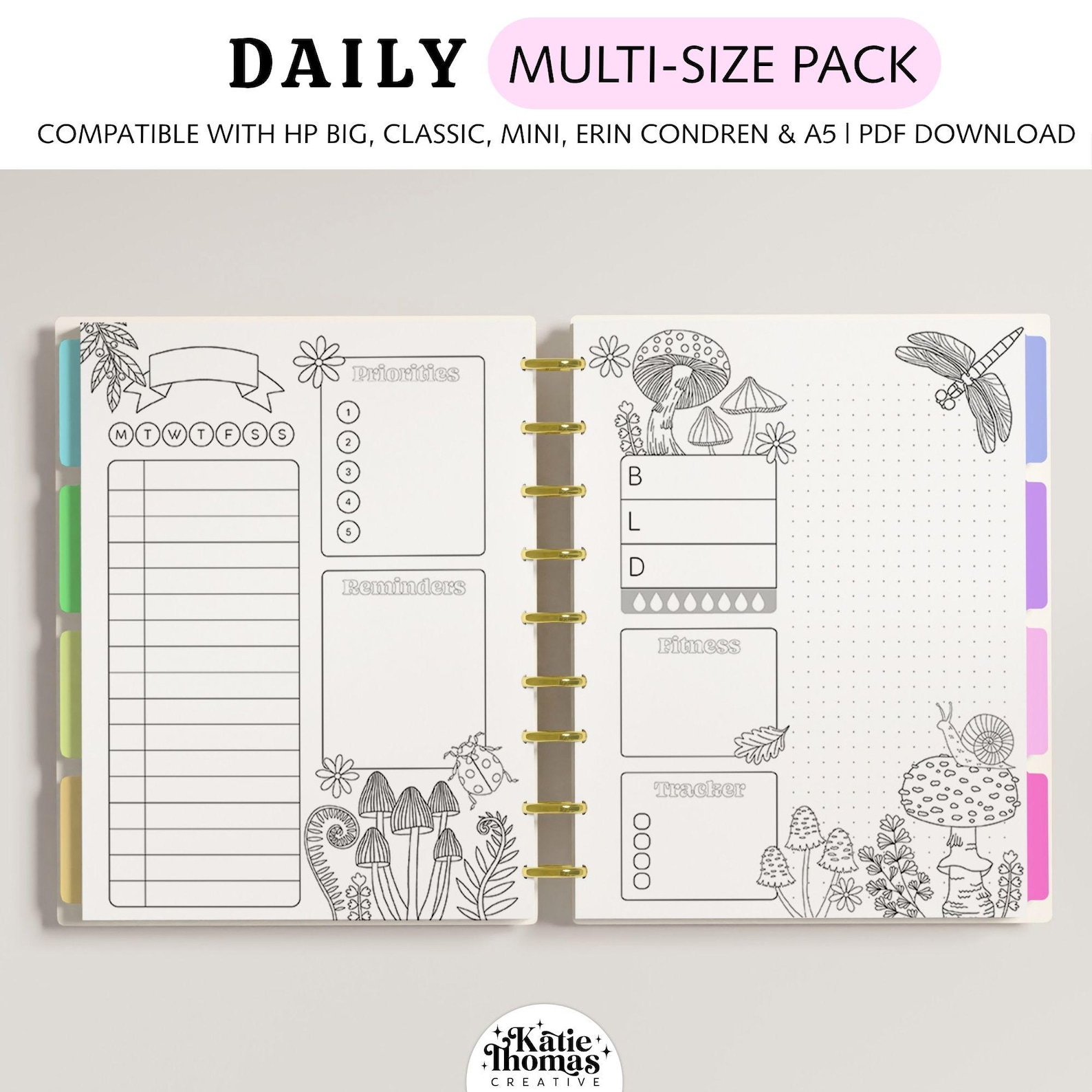 Printable Coloring DAILY Planner Inserts Fits Happy Planner Classic ...