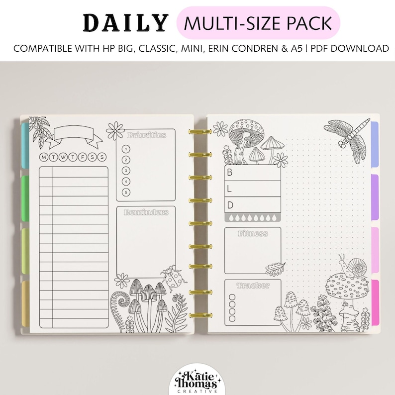 Printable Coloring DAILY Planner Inserts Fits Happy Planner Classic ...