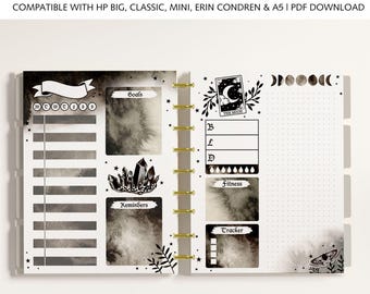 Gothic Daily Planner Printable Inserts – Witchy Tarot Planner Refills fits Happy Planner, A5, Erin Condren | Dark Aesthetic Pages
