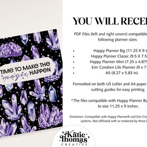 Amethyst Crystal Printable Planner Cover fits Happy Planner Classic, Big, Mini, Erin Condren and A5 Sizes, Magical Witchy Aesthetic image 6