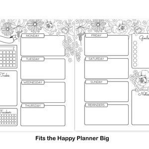 Printable Colouring WEEKLY Planner Inserts for Happy Planner - Etsy