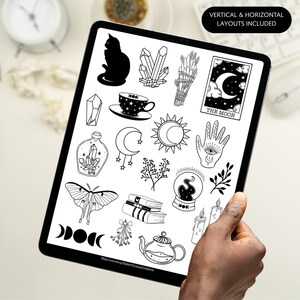 Witchy Digital Stickers Compatible with Goodnotes | 20 Mystical and Tarot-Themed Planner PNGs for iPad & Android Planning image 2