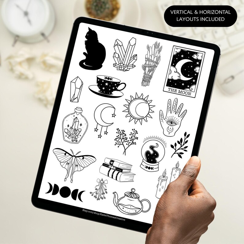 Witchy Digital Stickers Compatible with Goodnotes | 20 Mystical and Tarot-Themed Planner PNGs for iPad & Android Planning image 2