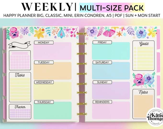 WEEKLY Planner Inserts for Happy Planner Classic, Big & Mini, Erin ...