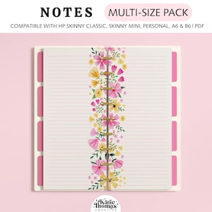 Printable Note Paper Planner Inserts fits Happy Planner Skinny Classic, Skinny Mini, Personal Size, A6 & B6 Planners: Pink Floral Inserts
