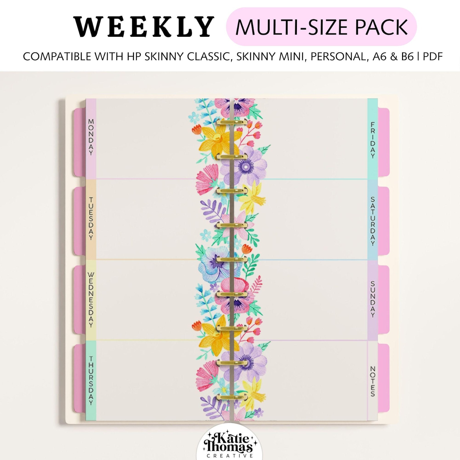 WEEKLY Planner Inserts Fit Happy Planner Skinny Classic, Skinny Mini ...