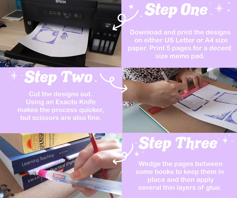 Printable Memo Pad Notes, Purple Witchy Aesthetic Stationery, To Do List Sticky Note Pad, Planners and Journal Accessories image 7
