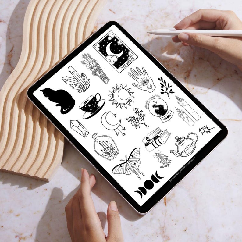 Witchy Digital Stickers Compatible with Goodnotes | 20 Mystical and Tarot-Themed Planner PNGs for iPad & Android Planning image 4