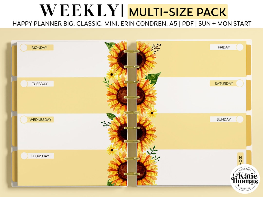 WEEKLY Planner Inserts for Happy Planner Classic, Big & Mini, Erin ...