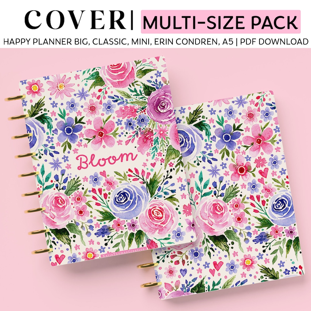 Watercolor Floral Printable Planner or Notebook Cover for Happy Planner ...