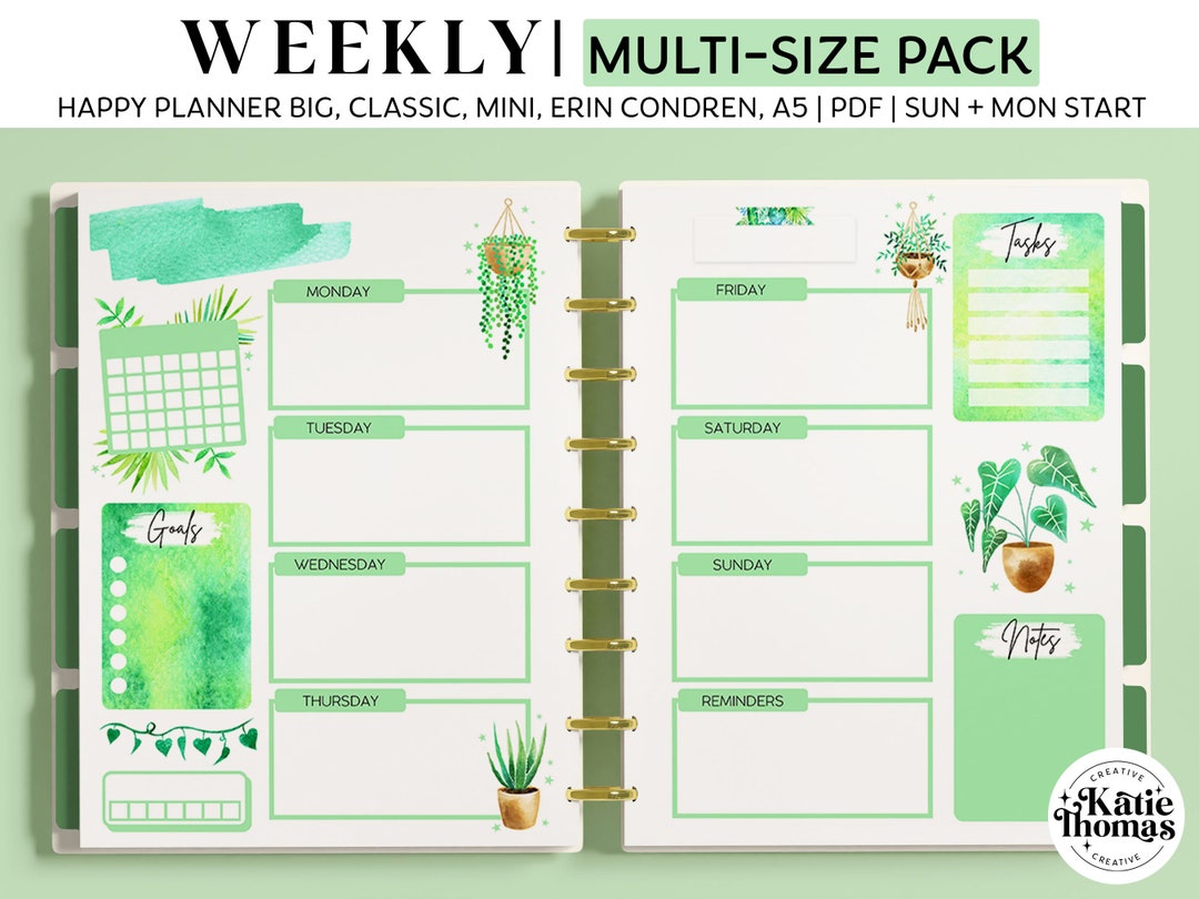 WEEKLY Planner Inserts for Happy Planner Classic, Big & Mini, Erin ...