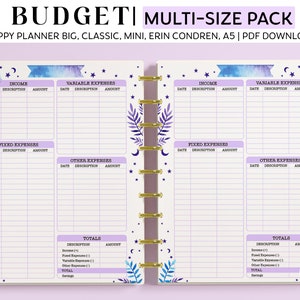 Financial Budget Planner Printable Planner Inserts for Happy Planner Classic, Big & Mini, Erin Condren and A5 Size Planners, Witchy Planner