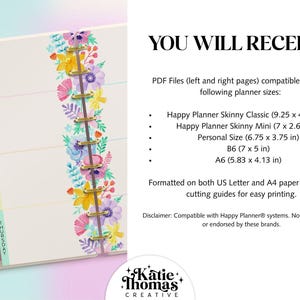 WEEKLY Planner Inserts Fit Happy Planner Skinny Classic, Skinny Mini ...