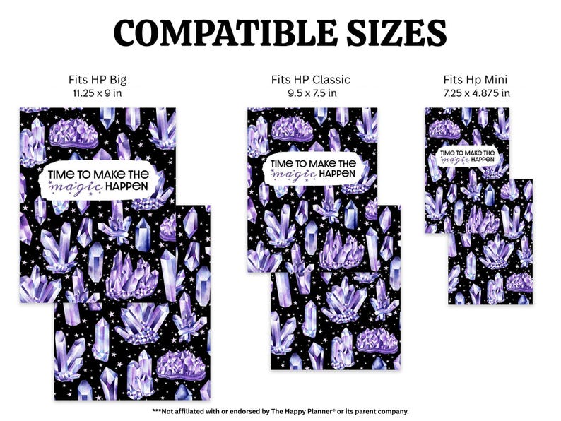 Amethyst Crystal Printable Planner Cover fits Happy Planner Classic, Big, Mini, Erin Condren and A5 Sizes, Magical Witchy Aesthetic image 5
