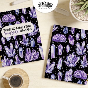 Amethyst Crystal Printable Planner Cover fits Happy Planner Classic, Big, Mini, Erin Condren and A5 Sizes, Magical Witchy Aesthetic image 3