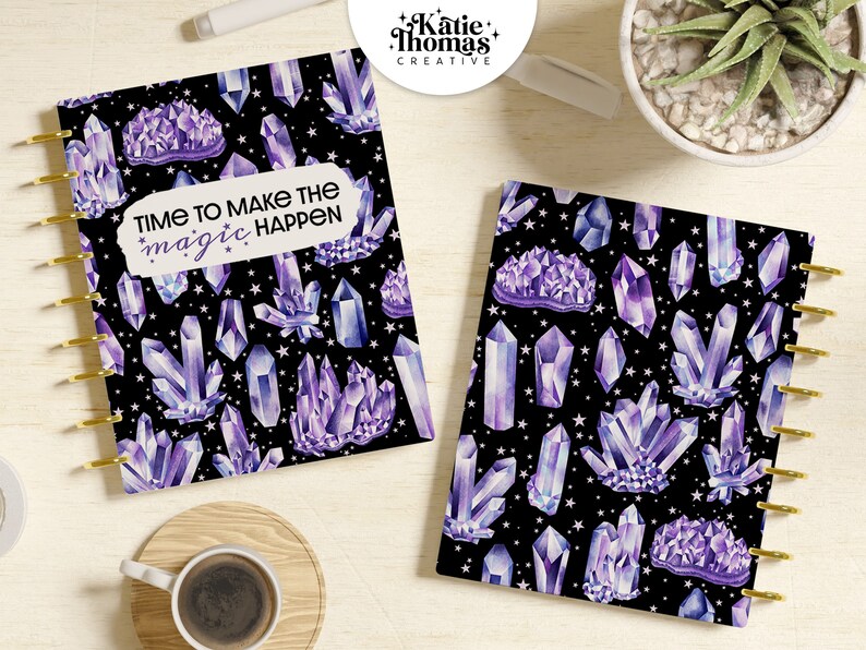 Amethyst Crystal Printable Planner Cover fits Happy Planner Classic, Big, Mini, Erin Condren and A5 Sizes, Magical Witchy Aesthetic image 3