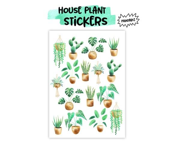 house plant printable planner stickers 16 aesthetic bullet etsy
