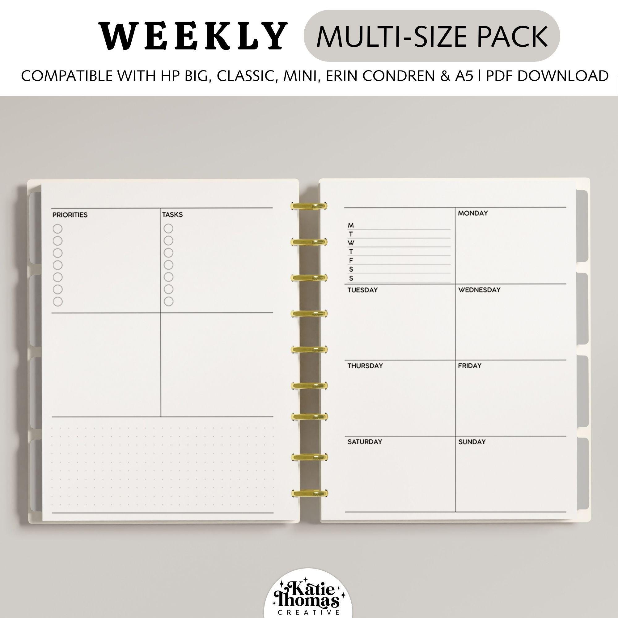 WEEKLY DASHBOARD Minimalist Planner Inserts Fits Happy Planner Classic ...