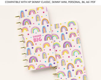 Rainbow Printable Planner or Notebook Cover fits Happy Planner Skinny Classic, Skinny Mini, Personal Size, A6 & B6 Planners, Dream Big