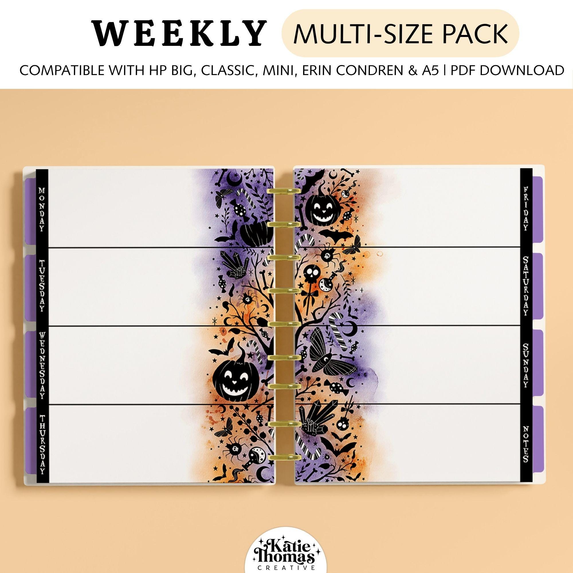 HALLOWEEN WEEKLY HORIZONTAL Planner Inserts Fits Happy Planner Classic ...