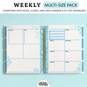 WEEKLY DASHBOARD Planner Inserts fits Happy Planner Classic, Big & Mini, Erin Condren and A5 Size Planners, December Winter Planner Pages