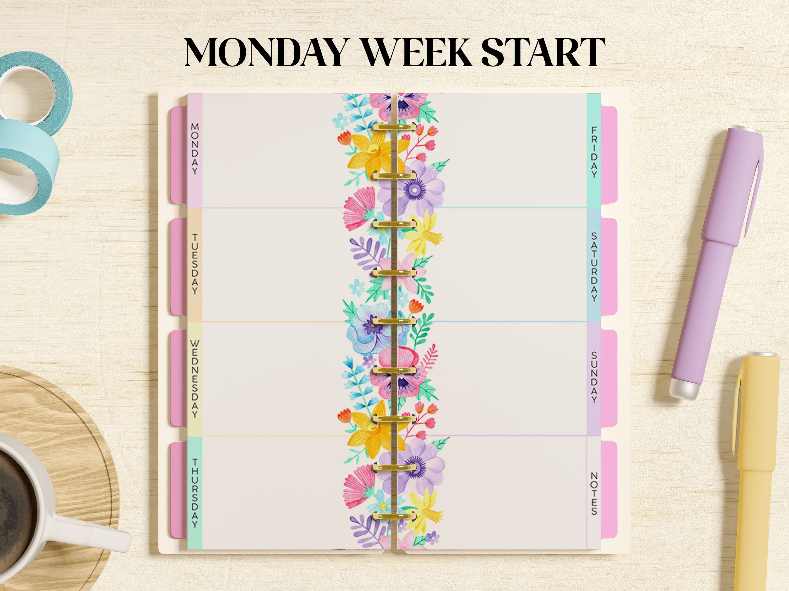WEEKLY Planner Inserts Fit Happy Planner Skinny Classic, Skinny Mini ...