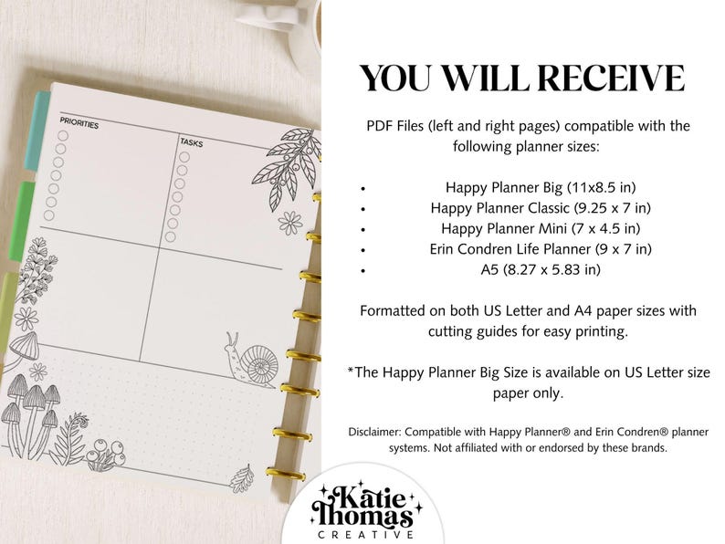 Printable Coloring DASHBOARD WEEKLY Planner Inserts Fits Happy Planner ...