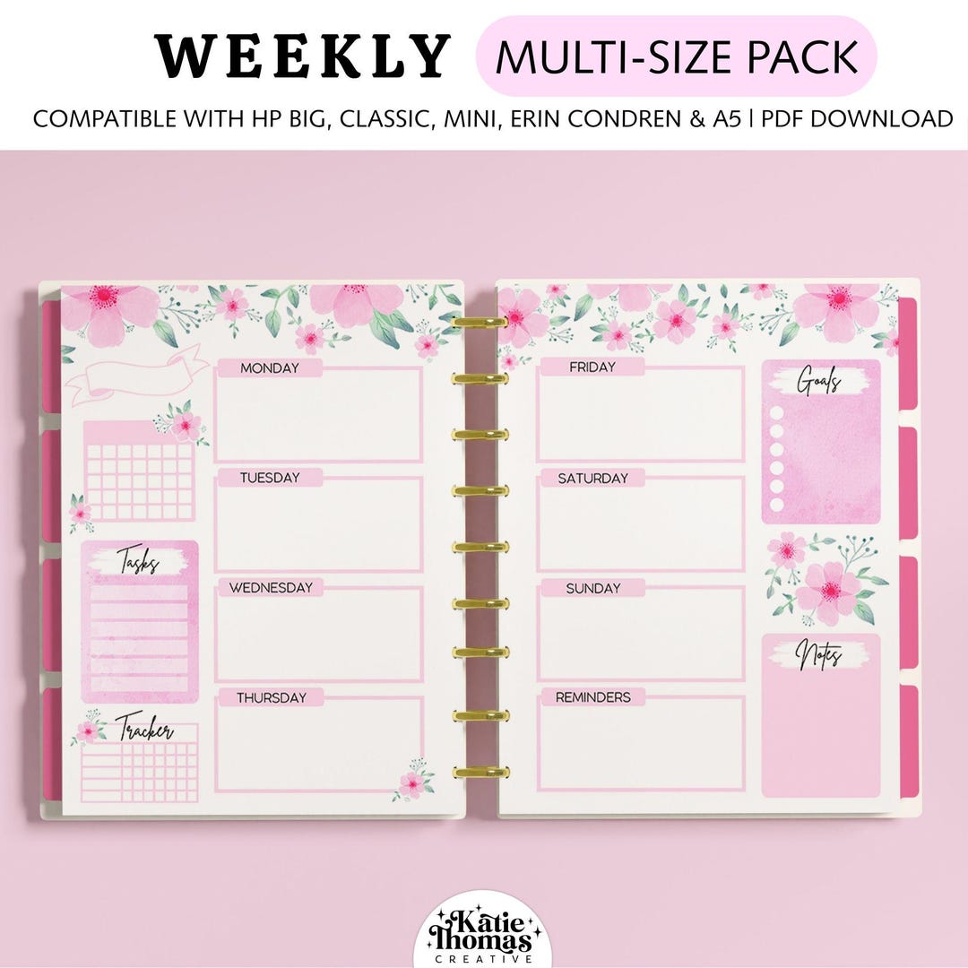 WEEKLY Planner Inserts Fits Happy Planner Classic, Big & Mini, Erin ...