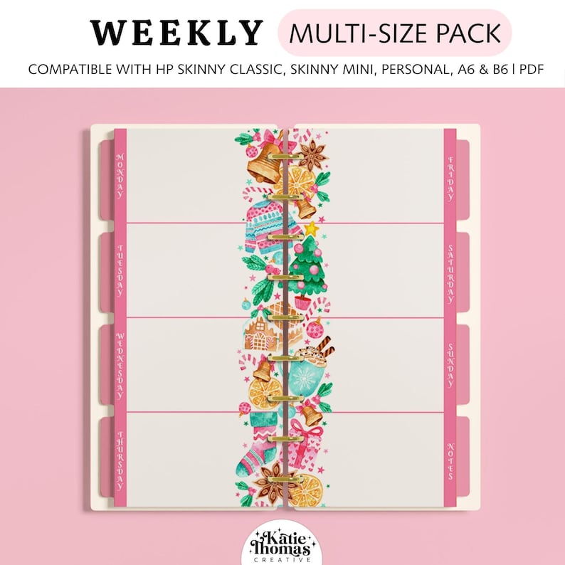 WEEKLY Planner Inserts Fit Happy Planner Skinny Classic, Skinny Mini ...