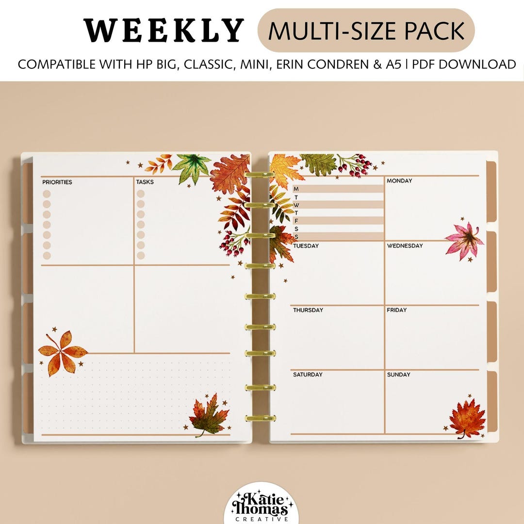 WEEKLY DASHBOARD Planner Inserts Fits Happy Planner Classic, Big & Mini ...
